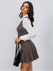 Milumia Women's 2 Piece Outfit Plaid Vest Blazer and Pleated Skirt Suit Sets