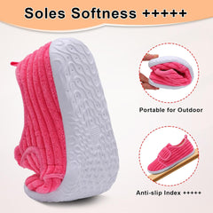 L-RUN Barefoot Womens & Men Soft House Slippers - Lightweight Indoor & Outdoor Slippers - Adjustable Home Shoes