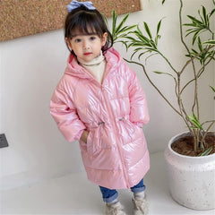 Yiqinyuan Fashion Children Long Jacket Outerwear Boy and Girl Autumn Warm Down Hooded Coat Teenage Parka Kids Winter Jacket