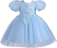 Children Fall Winter Outfits Toddler Kids Girl Dress Summer Short Sleeve Flower Dress Catwalk Performance Dress