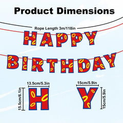Happy Birthday Banner, Pre-Strung Red Blue and Golden Rings Happy Birthday Letters Banner Backdrop for Women Girls Boys Cartoon Theme Party Decoration Supplies (Red)