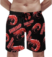 Shrimp Daddy Men's Swim Trunks Quick Dry Hawaii Board Shorts Mesh Lining Beach Swimwear with Pockets