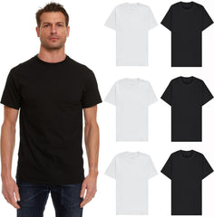 BILLIONHATS 6 Pack Men's Solid Colors Cotton T-Shirts Short Sleeve Lightweight Tees, Bulk