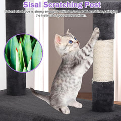 70 Inch Tall Cat Tree Cat Climbing Tower, Multi-Level Cat Condo Stand Cat Tower with Platform,Cat Scratching Posts & Funny Toy for Indoor Cat Kitten Pet Play House
