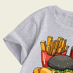 Kids Casual T Shirt Summer Toddler Boys Girls Short Sleeve Cartoon Food Prints Summer Cute Daily Tops Trendy