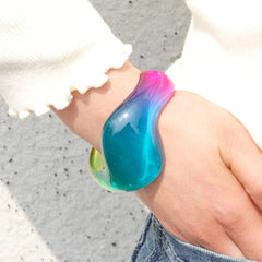 Colorful Acrylic Chunky Bangles for Women Resin Cuff Bracelets Jewelry Gift