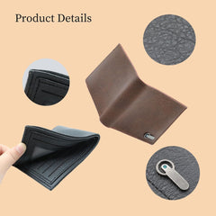 Men's Wallet Business Casual Short PU Leather Money Clip (Black)