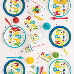Unique Multicolor Happy Balloon Birthday Luncheon Napkins - Pack of 16 - Vibrant & Festive Party Supplies for Celebration