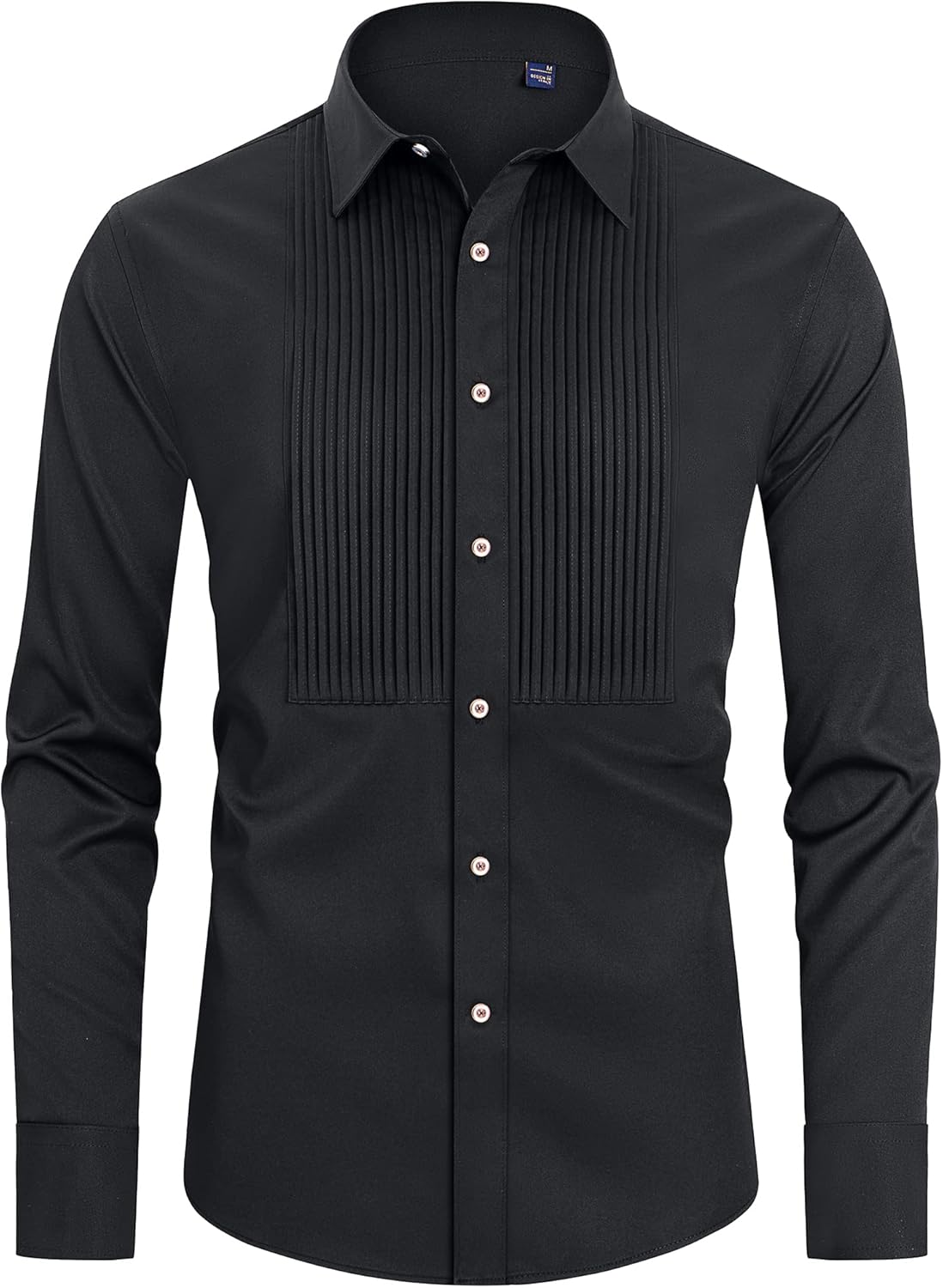 J.VER Men's Tuxedo Shirt Formal Dress Shirt Pleated Long Sleeve Button Down Shirts for Prom Party Wedding