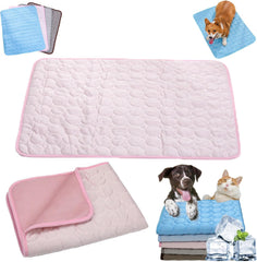 Dog Cooling Mat (4X More Effective), Instant Ice Silk Pet Cooling Mat for Dogs Cats, Washable Summer Foldable Portable Pet Blanket for Kennels, Crates and Beds (Brown, XS)