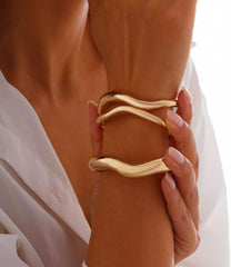 Non Tarnish Gold Bangles for Women Chunky Stackable Bracelet Set Trendy Fashion Gifts