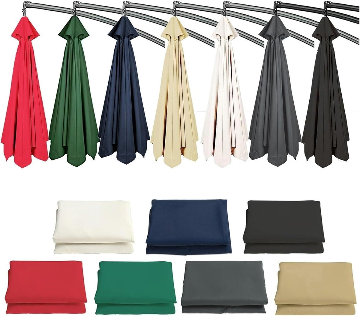 RAKKYO Garden Parasol Canopy Cover, Sun Umbrella Replacement Cloth 2M 2.7M 3M Outdoor Umbrella Canopy, Market Replacement Umbrella Top For Backyard Patio Beach