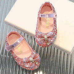 Kid Light up Shoes Children Shoes Fashion Band Diamond Flat Bottom Shoes Fashion Bow Shoes for Girls