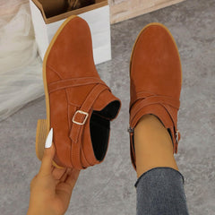 Women's Chunky Low Heel Ankle Boots Classic Pointed Toe Side Zipper Retro Booties Fall Winter Comfortable Slip on Short Boots Dressy Wide Width Booties for Women Ladies Walking Shoes