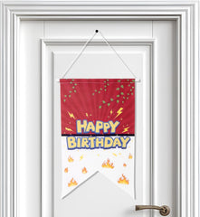 Cartoon Happy Birthday Door Banner, Pre-Strung Oxford Cloth Cartoon Birthday Door Decoration Easy to Use Party Decorations Supplies for Women Men Kids