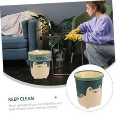 Practical Plastic Waste Bin Cute Trash Can for Home Office Kitchen Bathroom Compact Material Yellow Small Bin