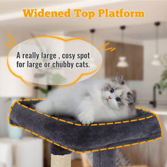 FDW 37.8 inch Cat Tree Cat Tower for Indoor Cats with Scratching Posts,Multi-Level Cat Furniture Activity Center Stand House Cat Condo Modern Cat Tower with Hanging Cradle & Funny Toy (Dark Gray)