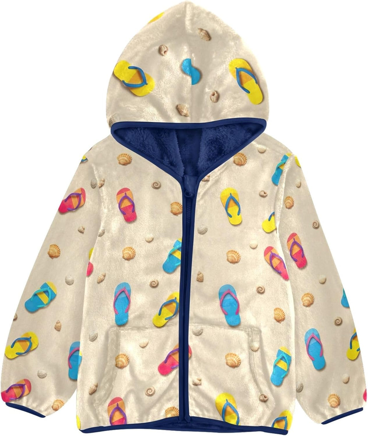 CHIFIGNO Colorful Flip Flops Boys Winter Coat, Boy Hooded Jacket Warm for Fall Winter Spring 3T