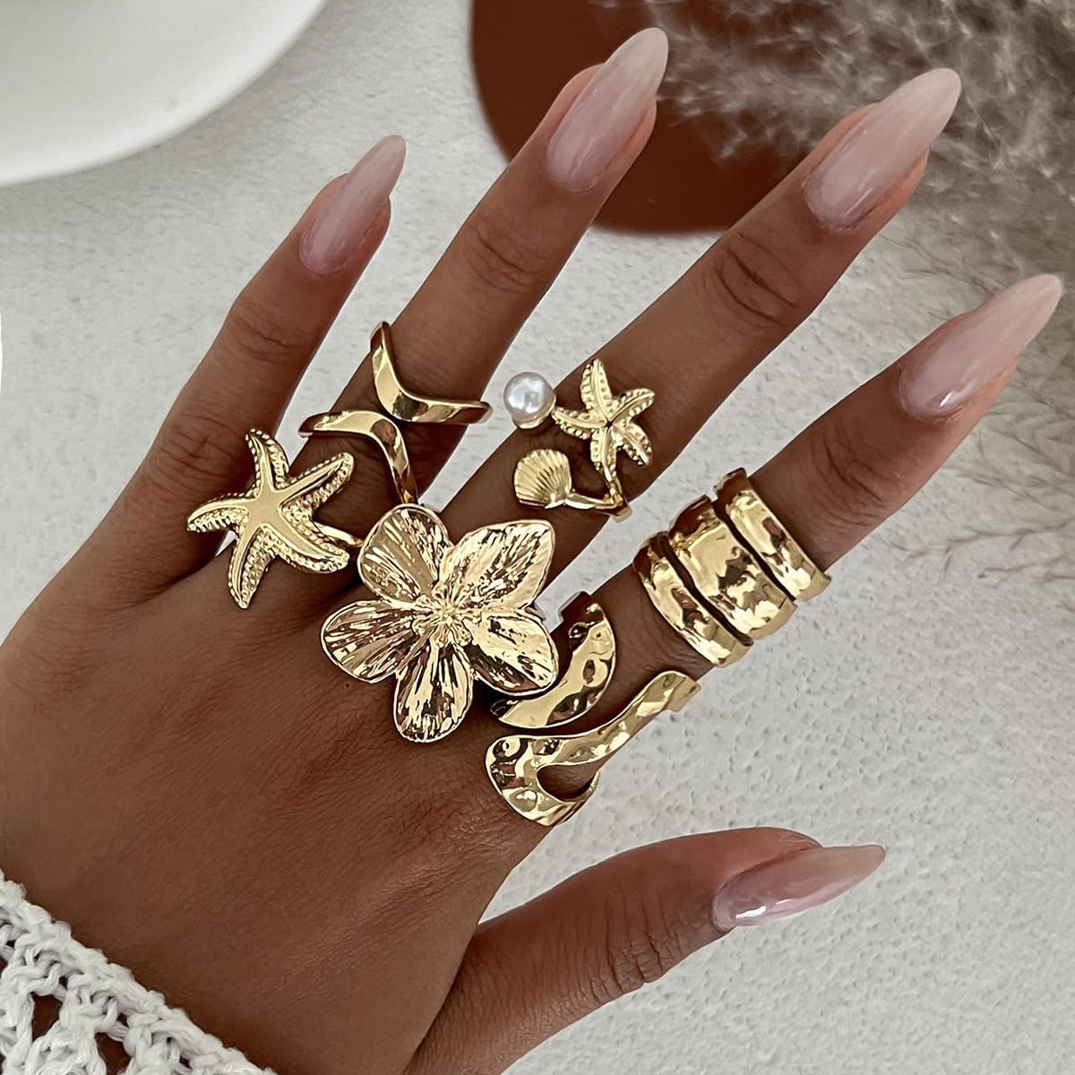 Chunky Gold Rings for Women Bold Statement Jewelry Fashion Ring Set