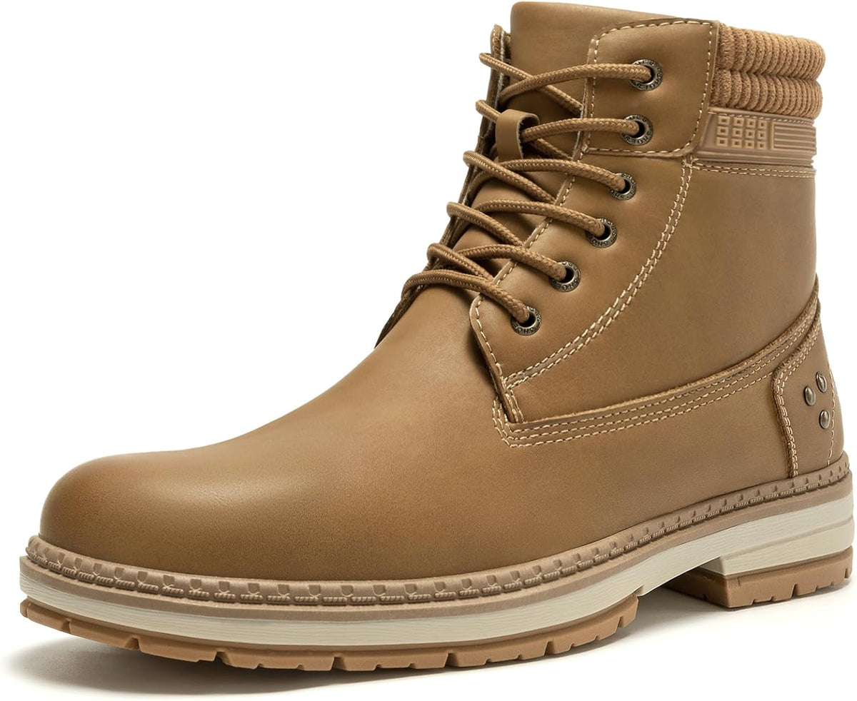 Athlefit Casual Men's Hiking Boots Fashion Lace up Combat Boots Low Heel Comfortable Ankle Booties