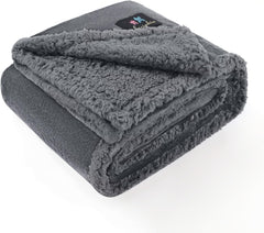 Luciphia Waterproof Blanket for Large Dogs Liquid Proof Furniture Protector Washable Pet Reversible Bed Cover for Couch Soft Sherpa Fleece Cat Blanket for Small Medium Grey Medium（57" x 40"）
