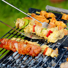 2PCS Stainless Steel Telescopic Long Handle Fork, BBQ Stainless Steel Retractable Fork Extendable Dinner Fruit Dessert Fork Durable 8.7-25.4inch