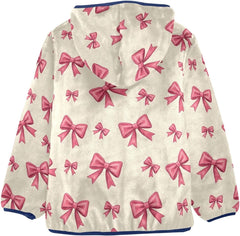 CHIFIGNO Bows Beige Toddler Snow Jacket, Kids Zip up Jacket Soft for Fall Winter Spring 3T