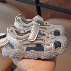 Unisex-Kids Boys Girls Sports Mesh Sandals Closed-Toe Lightweight Outdoor Athletic Hook & Loop Water Shoes