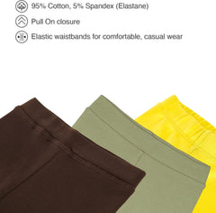 Lilax Girls' 3 Pack Basic Solid Full Length Cotton Soft Leggings, Colorful Multipack