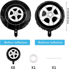 8 Pcs Wheel Tire Balloons 18 Inch Racing Wheels Foil Balloons for Boys Kids Birthday Party Decorations Race Car Themed Party Supplies