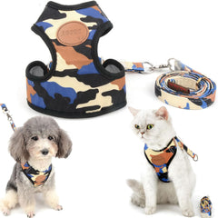 SMALLLEE_LUCKY_STORE CWYP00068-Red-S New Soft Mesh Nylon Vest Pet Cat Small Medium Dog Harness Dog Leash Set Leads ,Red , S