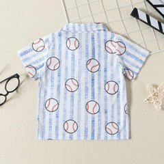 Toddler Boys Short Sleeve Cartoon Baseball Prints Gentleman T Shirt Tops Youth Long Sleeve Shirts