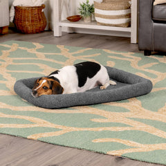 Furhaven Dog Bed for Small Dogs & Indoor Cats, 100% Washable, Sized to Fit Crates - Sherpa Fleece Bolster Crate Pad - Gray, Small