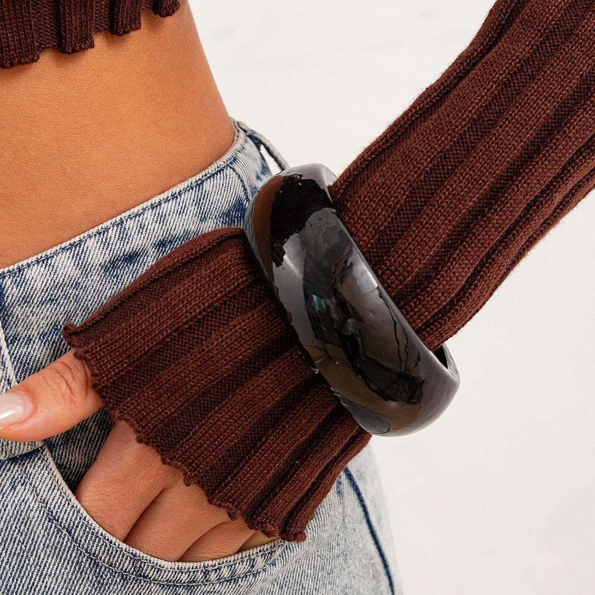 Trendy Resin Chunky Bangles for Women Colorful Acrylic Irregular Cuff Bracelets