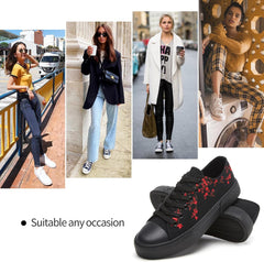 hash bubbie White Sneakers for Women Low Top Canvas Shoes Womens Canvas Sneakers Women's Fashion Sneakers Slip on Casual Tennis Shoes