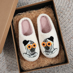 Women's Plush Heart Love Slippers - Blue Eyes Mushroom Cat Ears Retro Memory Foam Soft Plush Home Shoes