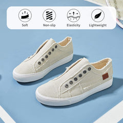 Women's Slip on Shoes Non Slip Fashion Canvas Sneakers Low Top Casual Shoes