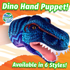 12" T- Rex Puppet - Dinosaur Stuffed Animal Puppets Toys for Kids, Soft Plush Dino Puppet, Dinosaur Birthday Party Roleplay, (Blue 12")