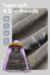 CREATMO US Girl's Long Length Winter Coat Parka Water Resistant Puffer Jacket With Fleece Lining