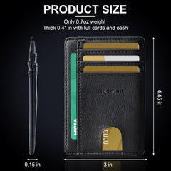 Hoewina Wallet for Men, Credit Card Holder, Slim Minimalist Wallet, Front Pocket RFID Blocking Leather Thin Wallet for Men and Women(Cross Black)