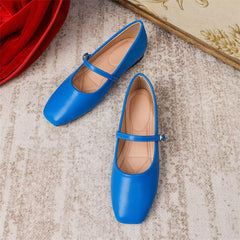 Hee grand Leather Mary Jane Shoes for Women Dressy Square Toe Ballet Flats with Strap Comfortable Walking Shoes Soft Leather Dress Shoes