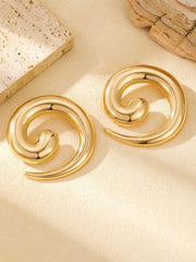 1 Pair Gold Spiral Earrings, Stylish Hoop Earrings for Women, Geometric Design Statement Earrings, Trendy Fashion Earring, Lightweight Metal Earring for Daily & Party Wear(Gold)