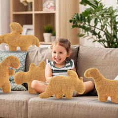 Dino Nugget Pillow Plush, Funny Chicken Nugget Plushie Birthday Gift, Dino Decorative Throw Pillow for Kids Room Decor, Dinosaur Stuffed Animal Idea Birthday Gift for Teens Kids and Adult