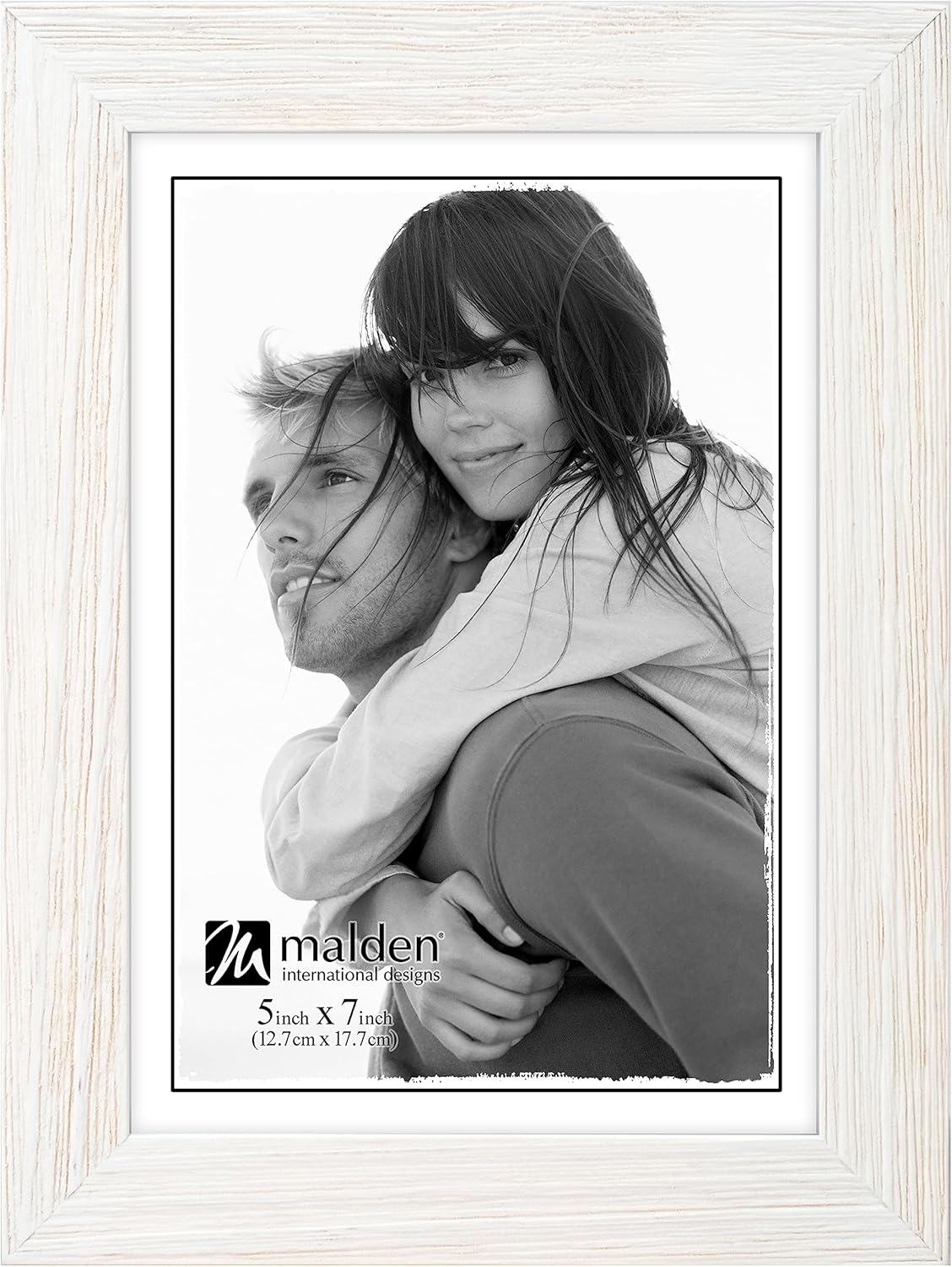 Malden Real Glass Wide Wood Molding Picture Frame, 4" x 6", Rustic Rough Black