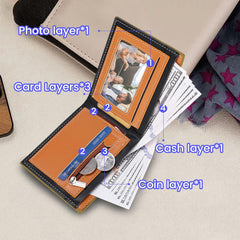 PU Leather Wallet for Men Simple Stylish Men's Wallets with 3 Card Slots 1 ID Window 1 Zipper Pocket 2 Cash Compartment (Brown)