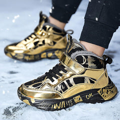 Boys Snow Boots Winter Waterproof Slip Resistant Sneakers Faux Fur Lined Winter Boots Cold Weather Shoes