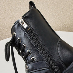 IWIHMIV Girls Ankle Boots Boys Leather Hiking Snow Boots With Side Zipper Lace Up Slip On Ankle Casual Walking Boot