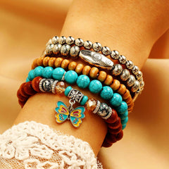 Western Boho Turquoise Beaded Bracelets for Women Trendy Jewelry 2025