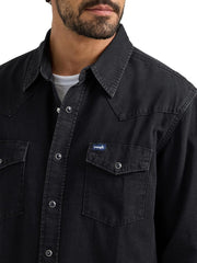 Wrangler Men's Iconic Denim Regular Fit Snap Shirt