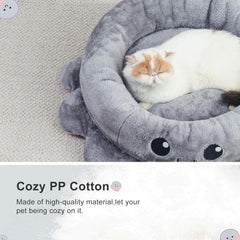 Jiupety Cute Calming Dog Beds Clearance for Medium Small Dogs, Anxiety Bolster Dog Bed with Octopus Shape, Pink, Red, Boho, Round Pet Bed Cat with Removable Cushion